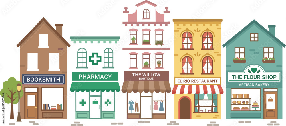 Obraz premium Black and white line art vector of a cozy European cafe storefront with awning and sidewalk plants.
