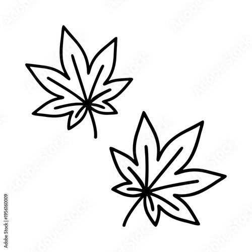 シンプルなモミジの線画アイコン