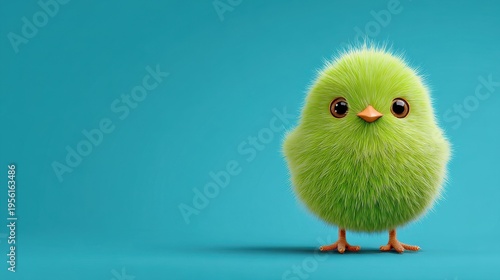 easter chick green background on a blue background