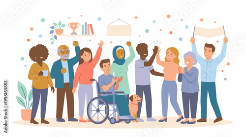 Diverse Group of People Celebrating Together