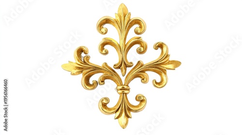 heraldry. Golden decorative emblem isolated on white, ceremonial object in professional studio lighting. event programs, museum guides, designed for cultural heritage projects and event programs.