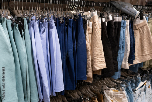 Colorful Shorts on Clothing Rack in Store