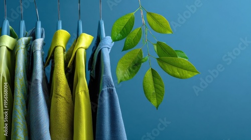 green background sustainable fashion industry on a blue background