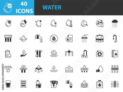 set of water icons, water clean, water purifier
