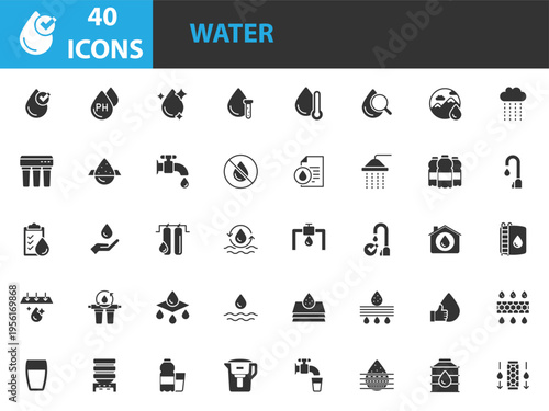 set of water icons, water clean, water purifier