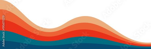 Vintage rainbow background with abstract striped wave motion. Groovy banner header and decorative border for poster design.