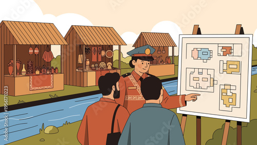 Officer Explains Development Plan to Local Residents.