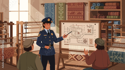 Police officer teaching a class about diagrams.