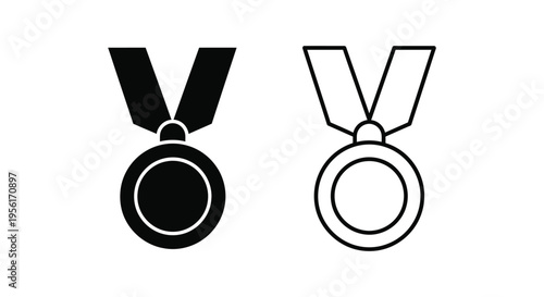 Medal Icon Set Vector - Solid and Outline