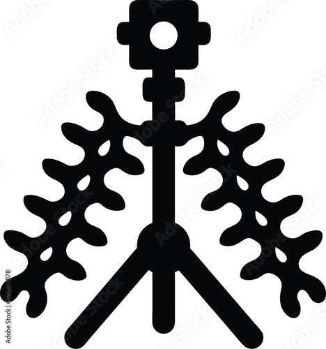 a tripod stand with wire gauze the entire image silhouette vector illustration on transparent background