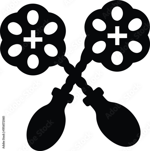 a sling psychrometer with two thermometers the entire image silhouette vector illustration on transparent background