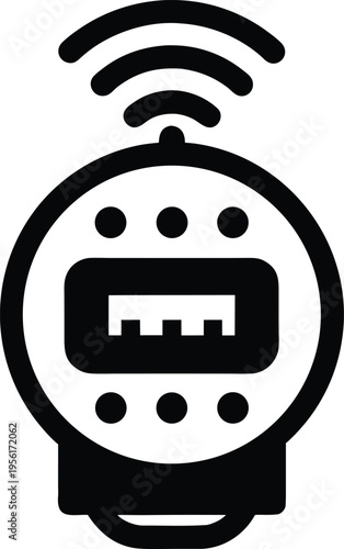 a smart meter with digital face and antenna the entire image silhouette vector illustration on transparent background