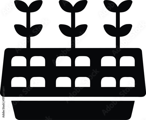 a seedling tray with individual cells the entire image silhouette vector illustration on transparent background