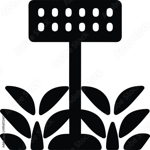 a plant label stake with flat top the entire image silhouette vector illustration on transparent background