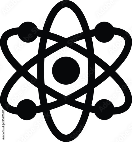 a nuclear symbol stylized atom with orbits the entire image silhouette vector illustration on transparent background