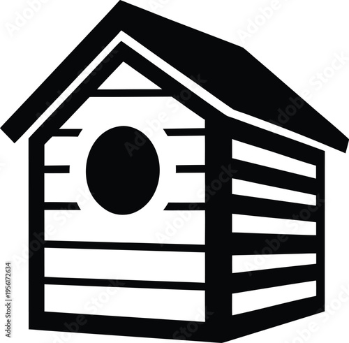 a nest box with entrance hole and roof the entire image silhouette vector illustration on transparent background