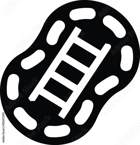 a life raft inflated with boarding ladder the entire image silhouette vector illustration on transparent background