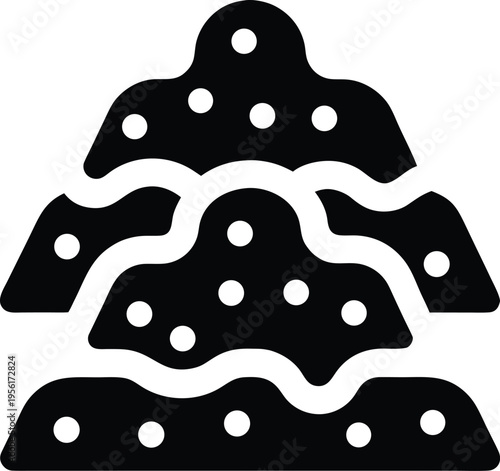 a landfill with layered waste and cover soil the entire image silhouette vector illustration on transparent background