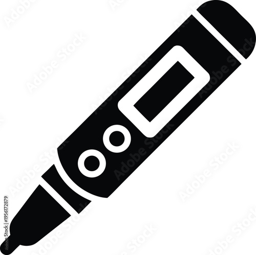 a insulin pen with dose dial the entire image silhouette vector illustration on transparent background