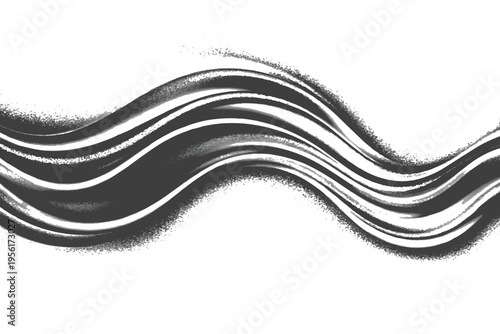 Abstract black grunge wavy lines and brush strokes isolated on white background.