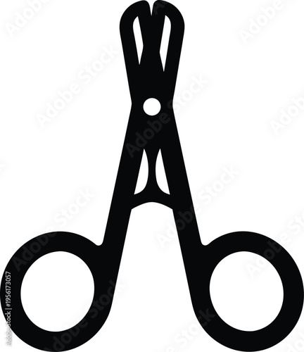 a hemostat clamp with ratchet lock the entire image silhouette vector illustration on transparent background