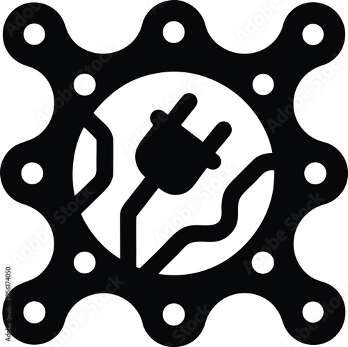 a electric vehicle charging station with plug symbol the entire image silhouette vector illustration on transparent background