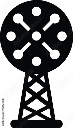 a doppler radar dome radome on tower the entire image silhouette vector illustration on transparent background