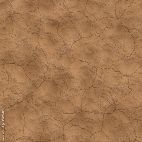 Seamless Brown Clay Soil Texture, Arid Ground Background