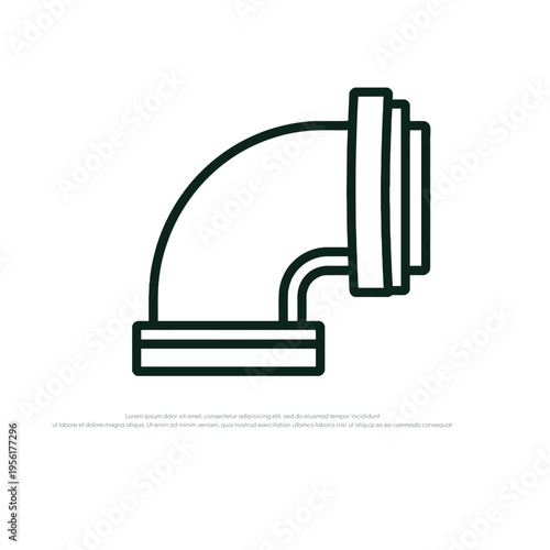 Simple black line drawing of elbow pipe fitting