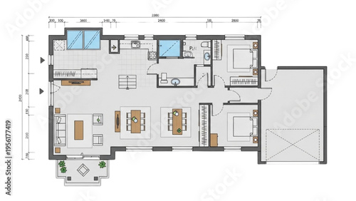 The architectural floor plan shows a detailed layout of rooms and spaces within a building.