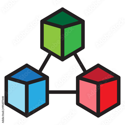 Blockchain Network Vector Filled Icon Design