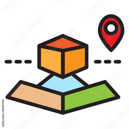 Virtual Land Plot Vector Filled Icon Design