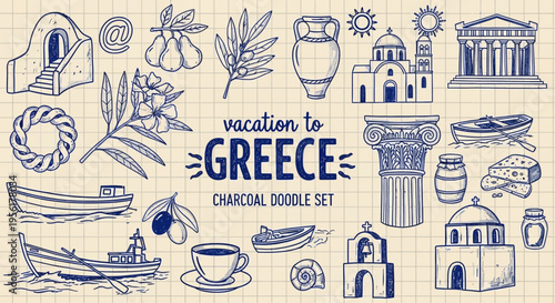 Welcome to greece travel and tourism illustration