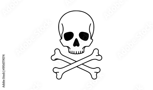 Skull and crossbones outline icon danger warning symbol vector illustration