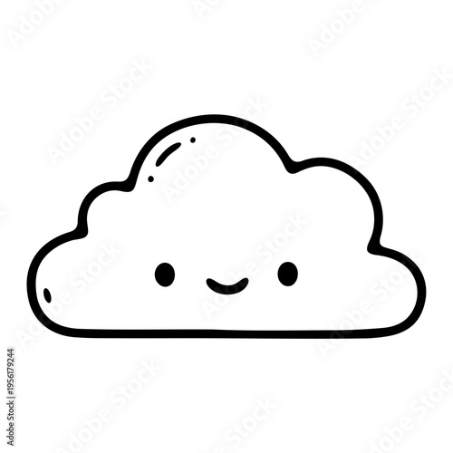 A cute cartoon cloud with a smiling face in a simple line art style