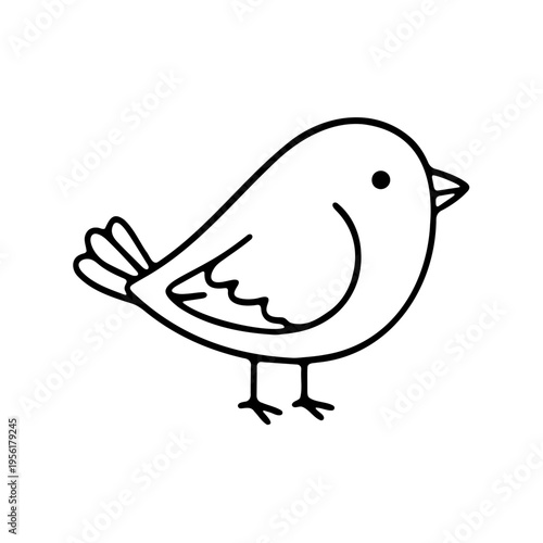 A minimalist vector illustration of a smiling bird in a simple line art style