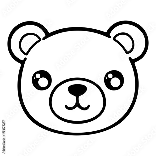 A cute bear face icon in a simple line art style with a transparent background