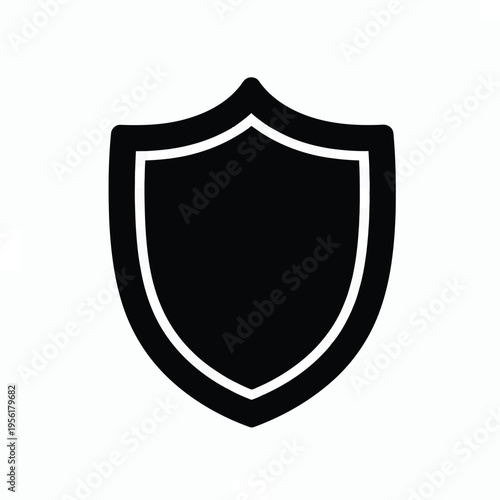 Protective shield icon: A striking black shield icon, a symbol of security, defense, and protection, stands out boldly against its backdrop.