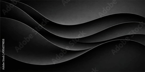 Black and gray abstract background with flowing waves and smooth textures
