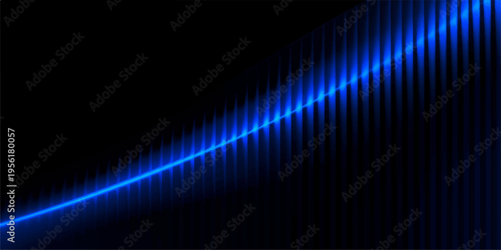Obraz premium Abstract blue background with glowing digital wave lines and a colorful technology spectrum motion over dark space