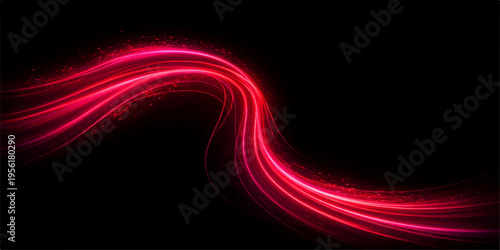 Abstract pink wave design featuring glowing fractal lines and dynamic energy patterns on a dark space backdrop creating a bright textured motion effect