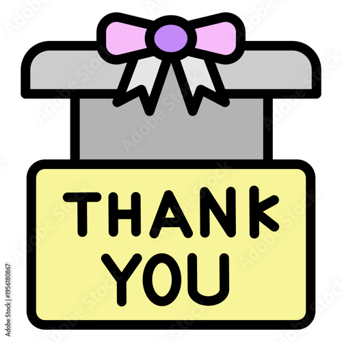 Thank You Gift Vector Filled Icon Design
