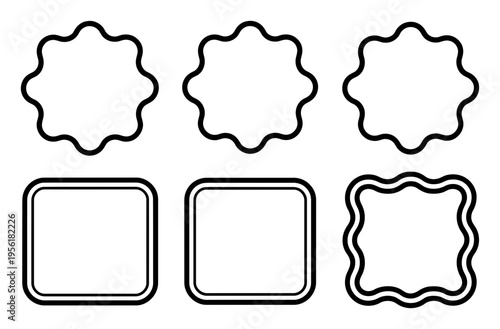 Collection of Six Decorative Black and White Frames and Borders