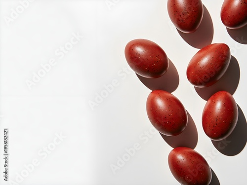 Modern Greek Easter Egg Minimal Composition with Santorini Style Background