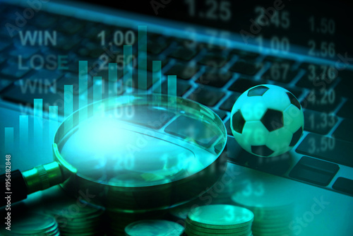 Online football betting odds and Sports gambling concept; Soccer betting market analysis with odds and trend graph
