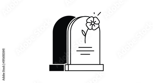 Tombstone with Flower Vector Icon