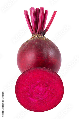 Fresh beetroot with half isolated on transparent background