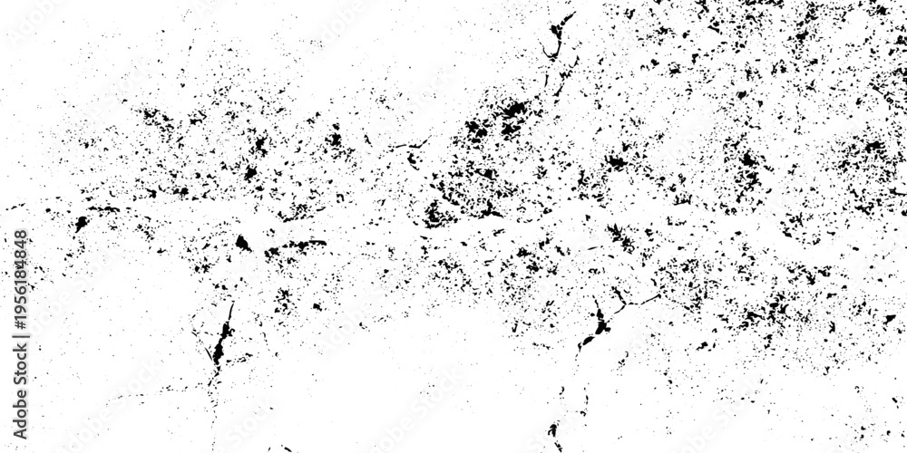 Fototapeta premium Abstract Monochrome Grunge Texture with Cracked and Chipped Surface. Dirty Black and White Background with Dots, Rough Pattern and Aged Worn Effect.