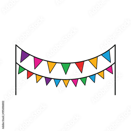 Colorful triangular bunting flags on a string banner decoration