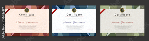 Elegant certificate diploma template with texture luxury layout suitable for award appreciation completion or achievement in education or corporate use